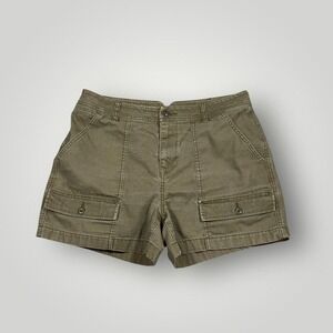 REI Cooperative Shorts Womens 12 Olive Utility Cargo 4 in Inseam Canvas Stretch